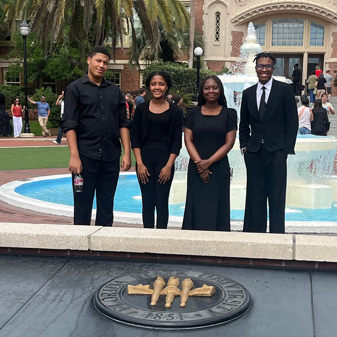 Daymoir, Michaela, Debrah and Bacarri at the Florida State University College of Music's String Orchestra camp