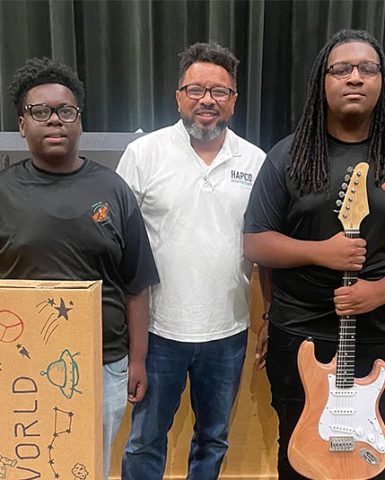 Peyton and Rodney now have electric guitars for home practice