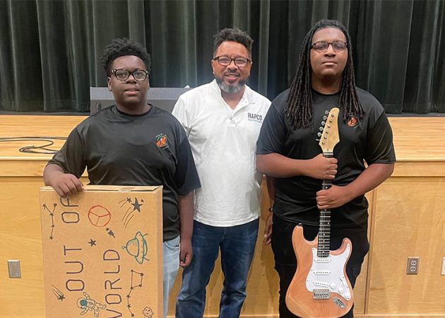 Peyton and Rodney now have electric guitars for home practice